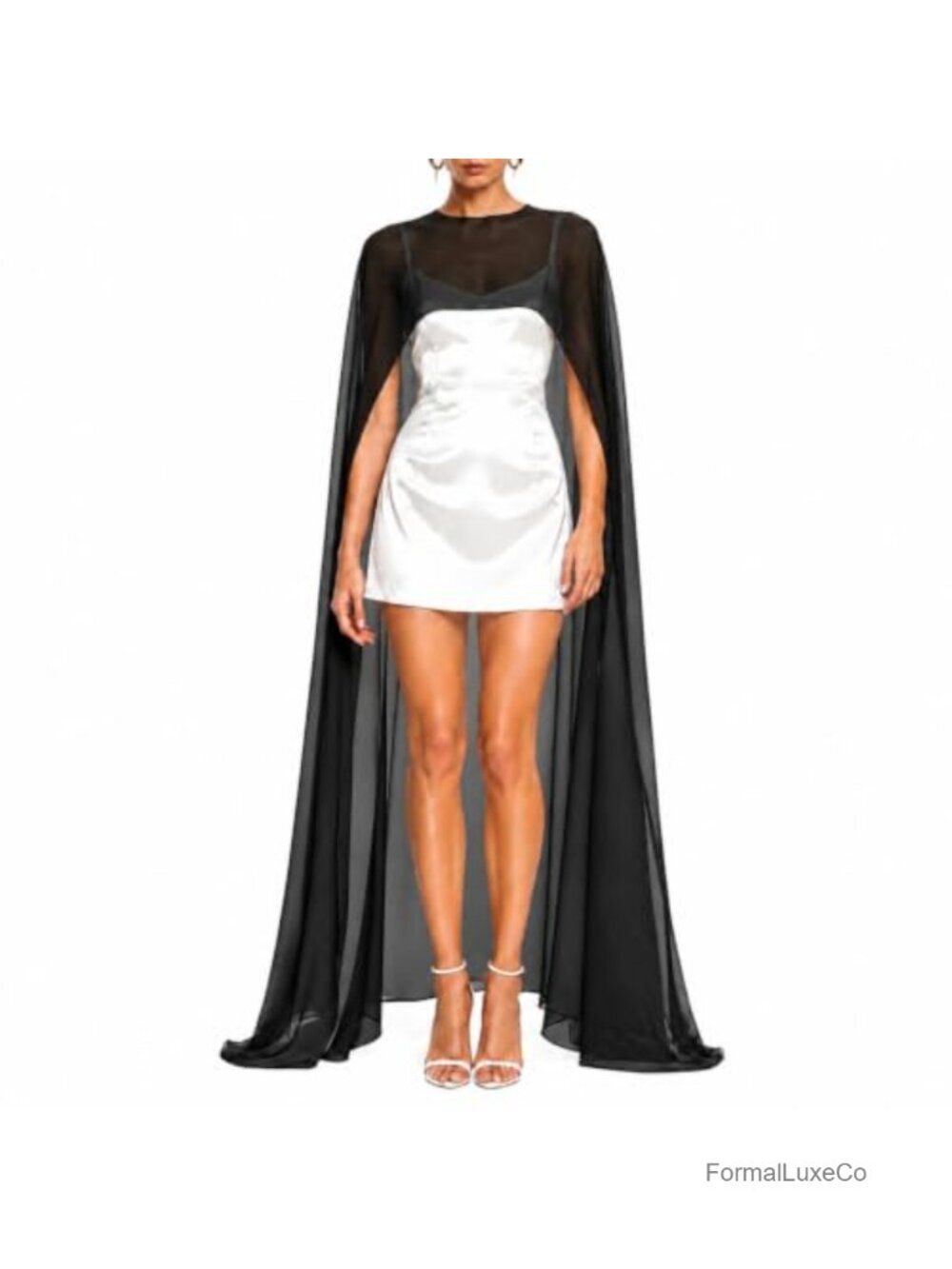Sheer Chiffon Cape Shawl Wrap for Evening Dress Poncho Cover Up